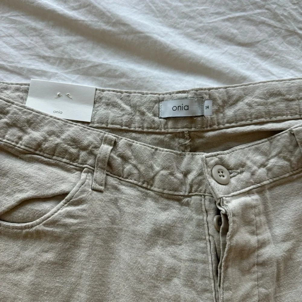 NWT ONIA Men's Stretch Linen Traveler‎ Pant in Stone Size 34